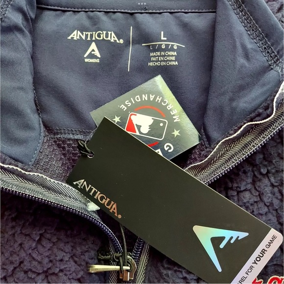 Atlanta Braves Womens Vest Size Large Blue Antigua Sherpa Fleece Zip Front New - Picture 5 of 6